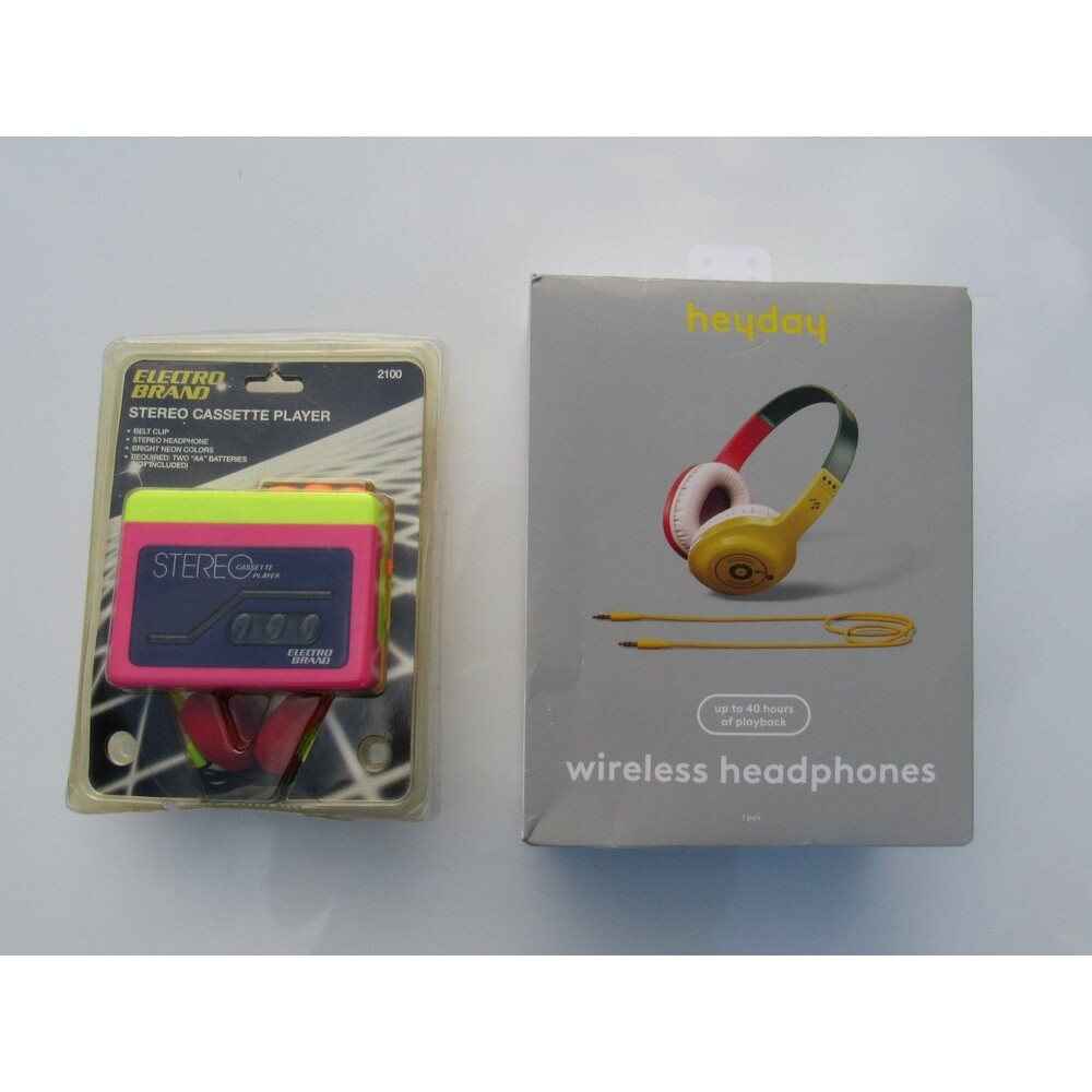Electro Brand Stereo Cassette Player 2100 Neon Pink Yellow Portable Vintage